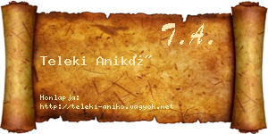 Teleki Anikó névjegykártya